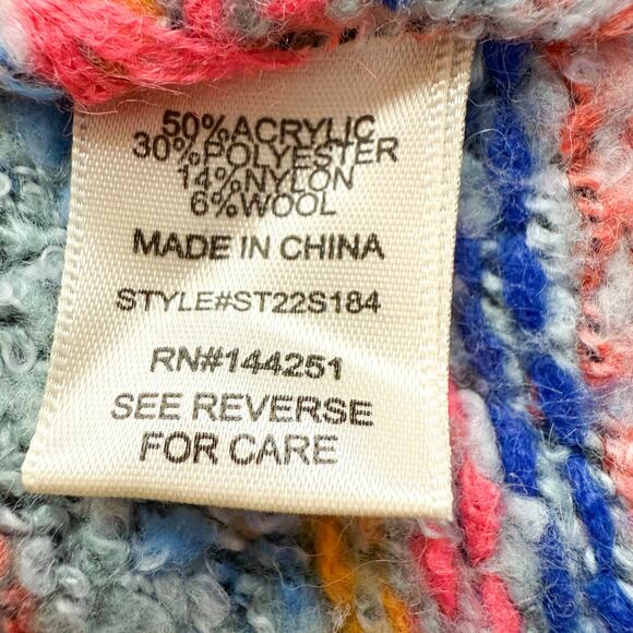 Sincerely Jules Boho Multicolor Patchwork Knit Cropped Cowl Neck Sweater Size L - Picture 12 of 12